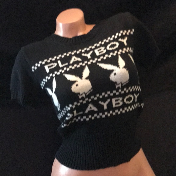 PLAYBOY Sweaters | Playboy Playmate Bunny Sweater Top Vintage Black | Poshmark